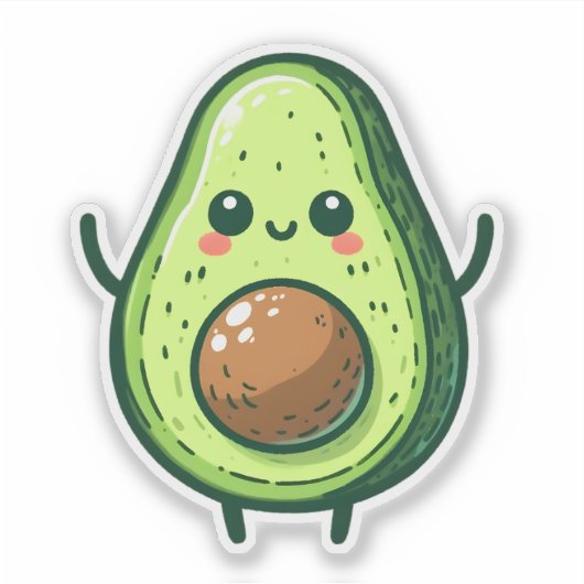 Schattigee Chibi Avocado Sticker (Voorkant)