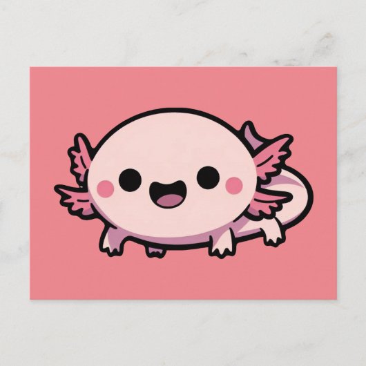 Schattigee Chibi Axolotl Briefkaart (Voorkant)