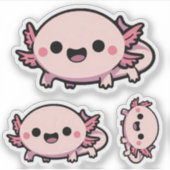 Schattigee Chibi Axolotl Sticker (Voorkant)