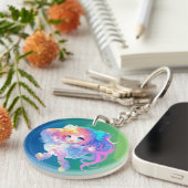 Schattigee Chibi dansen 1 Sleutelhanger (Voorkant Rechts)