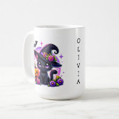 Schattigee Chibi Happy Halloween pompoen gepersona Koffiemok (Voorkant links)