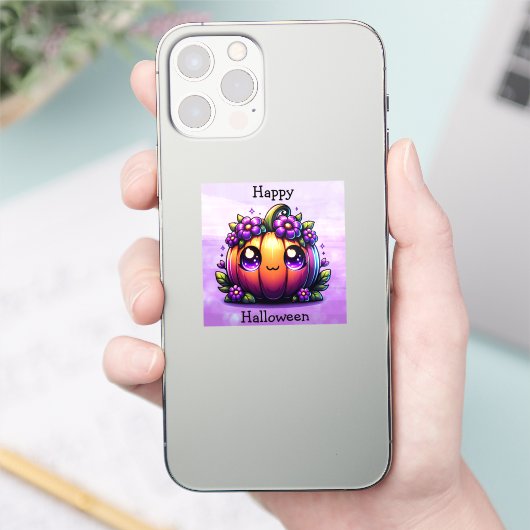 Schattigee Chibi Happy Halloween pompoen Sticker (Telefoon)