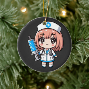 Schattigee Chibi Nurse - gezondheidszorg, anime, m Keramisch Ornament