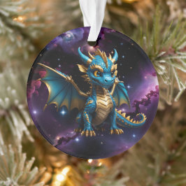 Schattigee Chibi stijl blauwe draak Ornament