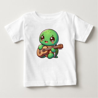 Schattigee Chibi Turtle speelt gitaar