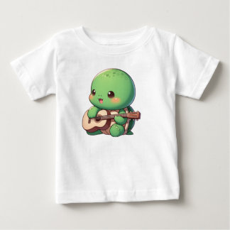 Schattigee Chibi Turtle speelt gitaar