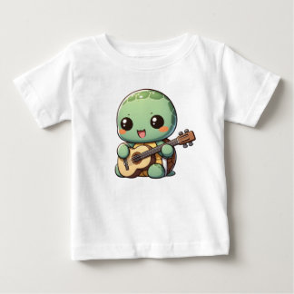 Schattigee Chibi Turtle speelt gitaar