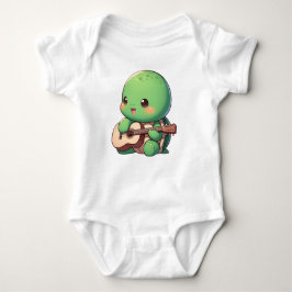 Schattigee Chibi Turtle speelt gitaar Romper