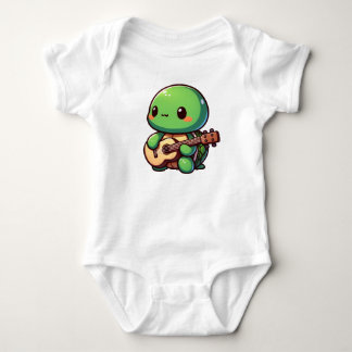 Schattigee Chibi Turtle speelt gitaar Romper