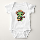 Schattigee Chibi Turtle speelt gitaar Romper (Voorkant)