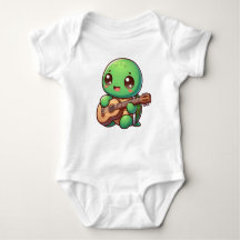 Schattigee Chibi Turtle speelt gitaar