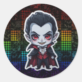Schattigee Chibi Vampire Halloween Character Stick Ronde Sticker