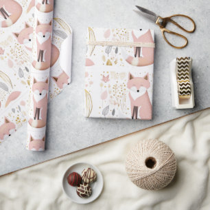 Schattigee Chic Boho Pastel Blush Grijs Gouden Vos Cadeaupapier