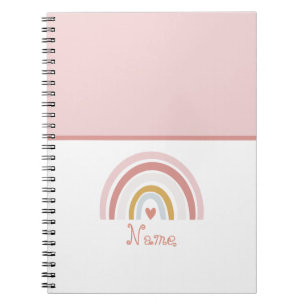 Schattigee Chic Custom Naam Roze Regenboog Notitieboek