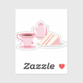 Schattigee Chic Pink Tea Set thema Sticker