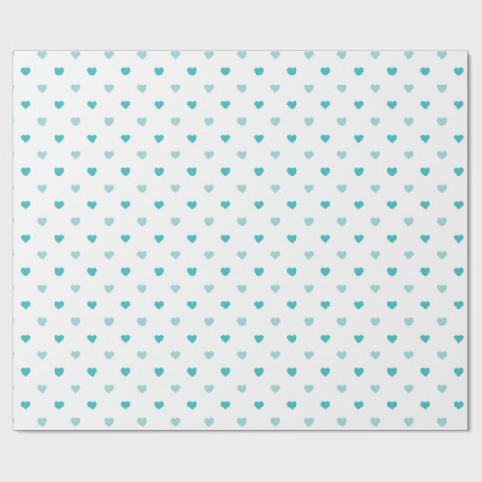 Schattigee Chic Turquoise Blauwgroen Witte Harten Cadeaupapier (Vlak)