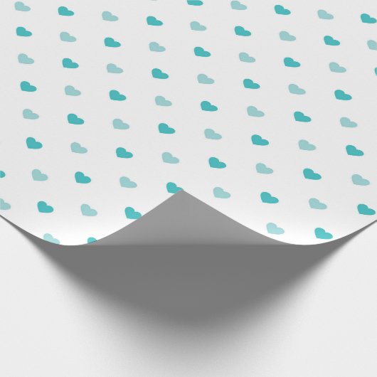 Schattigee Chic Turquoise Blauwgroen Witte Harten Cadeaupapier (Hoek)