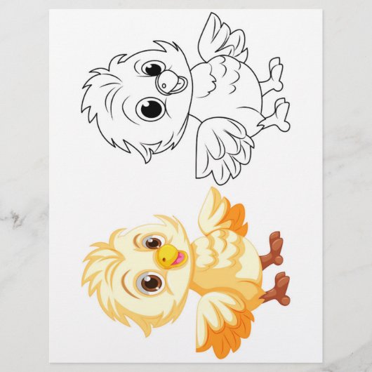 Schattigee chick doodle kleurplaat flyer (Voorkant)