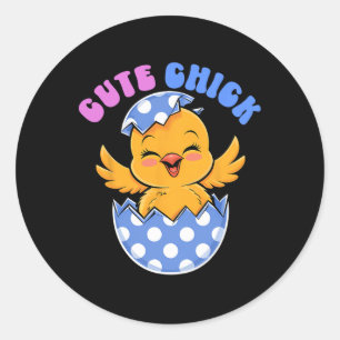 Schattigee Chick Easter Bunny Paasdag Kind Peuter Ronde Sticker