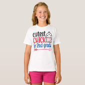 Schattigee Chick in 2e klas Terug naar School T-sh T-shirt (Voorkant volledig)