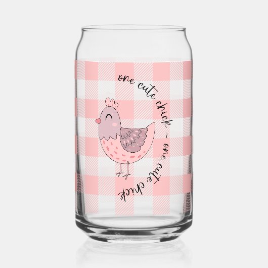 Schattigee Chick Peach Gingham Blikvorm Glas (Voorkant)