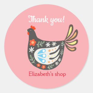 Schattigee Chicken Hen Small Business Bedankt voor Ronde Sticker
