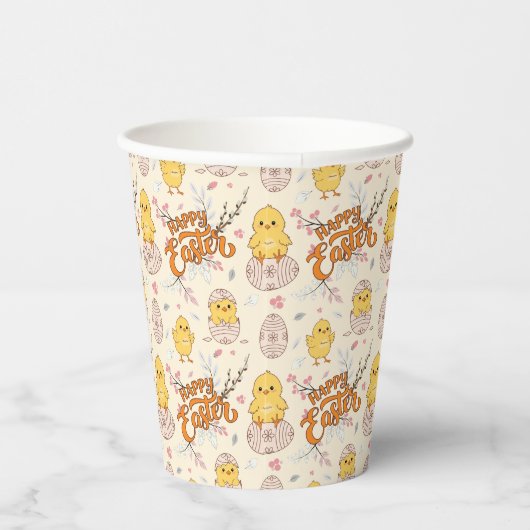 Schattigee Chicks & Eggs Party Papieren Bekers (Rechts)