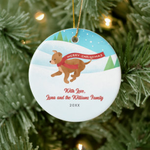 Schattigee Chihuahua Dog Snow Kerstmis Keramisch Ornament