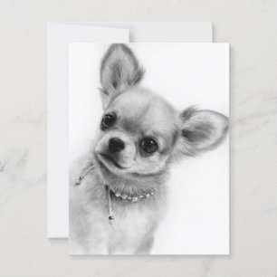 Schattigee Chihuahua Head Tilt Hand geschilderd ar Briefkaart
