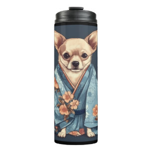 Schattigee Chihuahua Hond In Japans Kimono Robe Il Thermosbeker