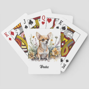 Schattigee Chihuahua in bloei Pokerkaarten