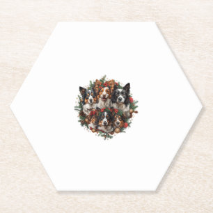 Schattigee Chihuahua In Santa Hat Grappige Kerstmi Kartonnen Onderzetters