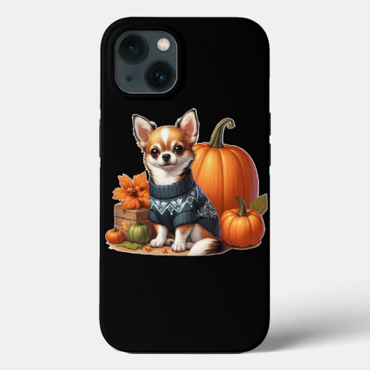 Schattigee Chihuahua in Trui met Pompoenen Case-Mate iPhone Case (Achterkant)