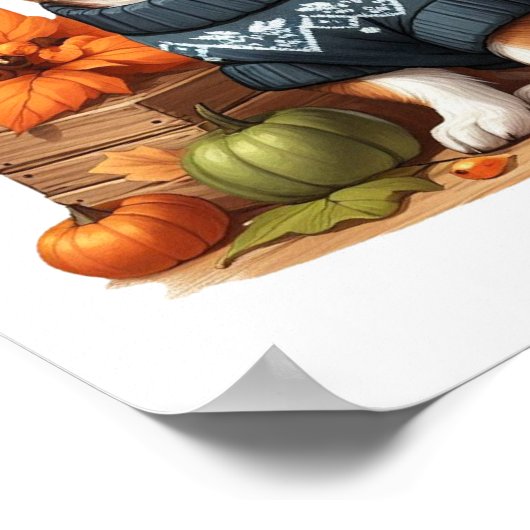 Schattigee Chihuahua in Trui met Pompoenen Poster (Hoek)