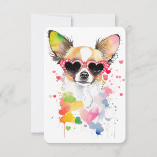 Schattigee Chihuahua met Hart Zonnebril Bedankkaart