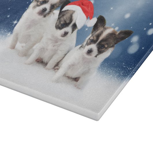 Schattigee Chihuahua Puppies met Santa Hat Christm Snijplank (Hoek)