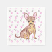 Schattigee Chihuahua Puppy in Waterverf en Paw Pri Servet (Voorkant)
