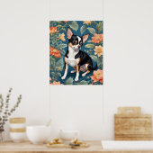 Schattigee Chihuahua William Morris geïnspireerd F Poster (Keuken)