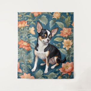 Schattigee Chihuahua William Morris geïnspireerd F Wandkleed