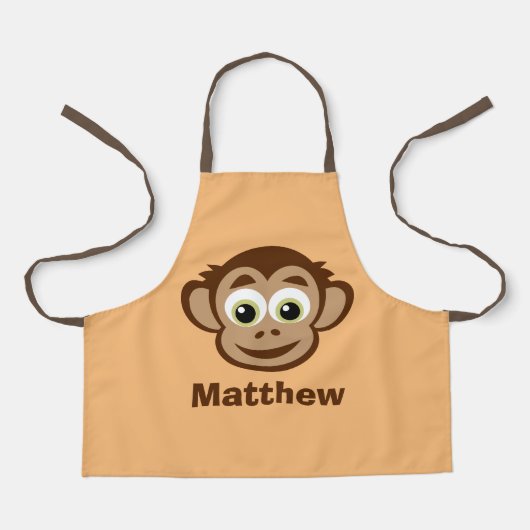 Schattigee chimp aap cartoon gepersonaliseerde kin schort (Voorkant)