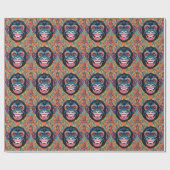 Schattigee chimpansee lacht cadeaupapier (Vlak)