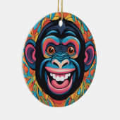 Schattigee chimpansee lacht keramisch ornament (Rechts)