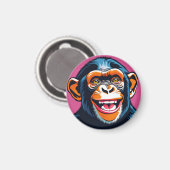 Schattigee chimpansee lacht magneet (Voorkant / Achterkant)