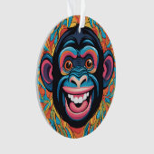 Schattigee chimpansee lacht ornament (voorkant)