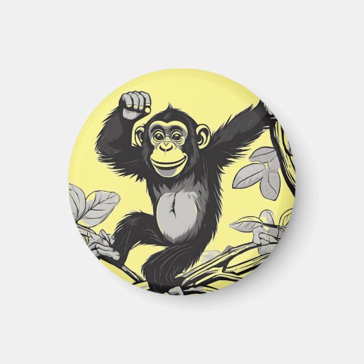 Schattigee chimpansee op de tak begroet magneet (Voorkant)