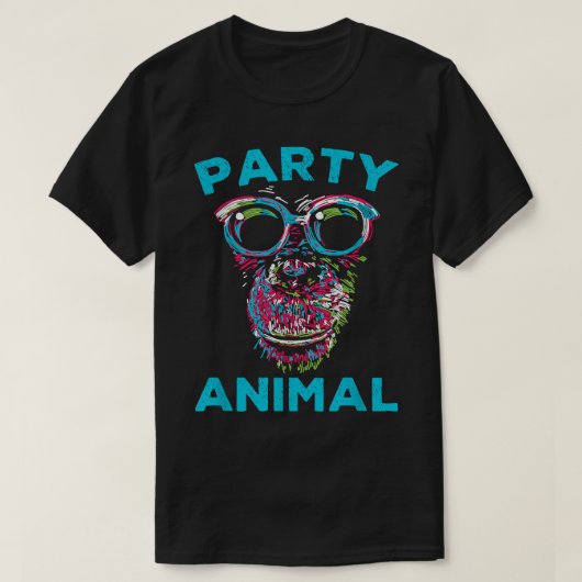 Schattigee Chimpansee Party Dierenvriend kleurrijk T-shirt (Design voorkant)