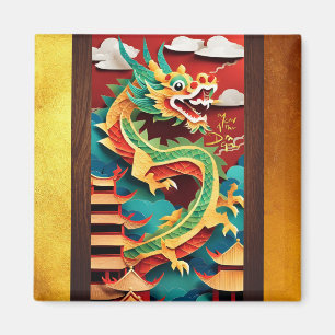 Schattigee Chinese Dragon Jaar Verjaardag Origami  Magneet