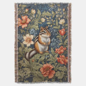 Schattigee Chipmunk William Morris Geïnspireerd Bl Deken (Voorkant Verticaal)