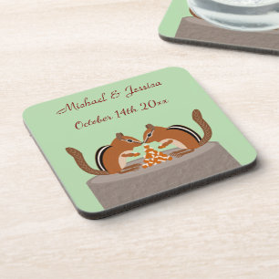 Schattigee Chipmunks Herfst bruiloft Custom Bier Onderzetter