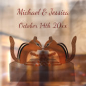 Schattigee Chipmunks Herfst bruiloft Custom Raamsticker (Vel 2)